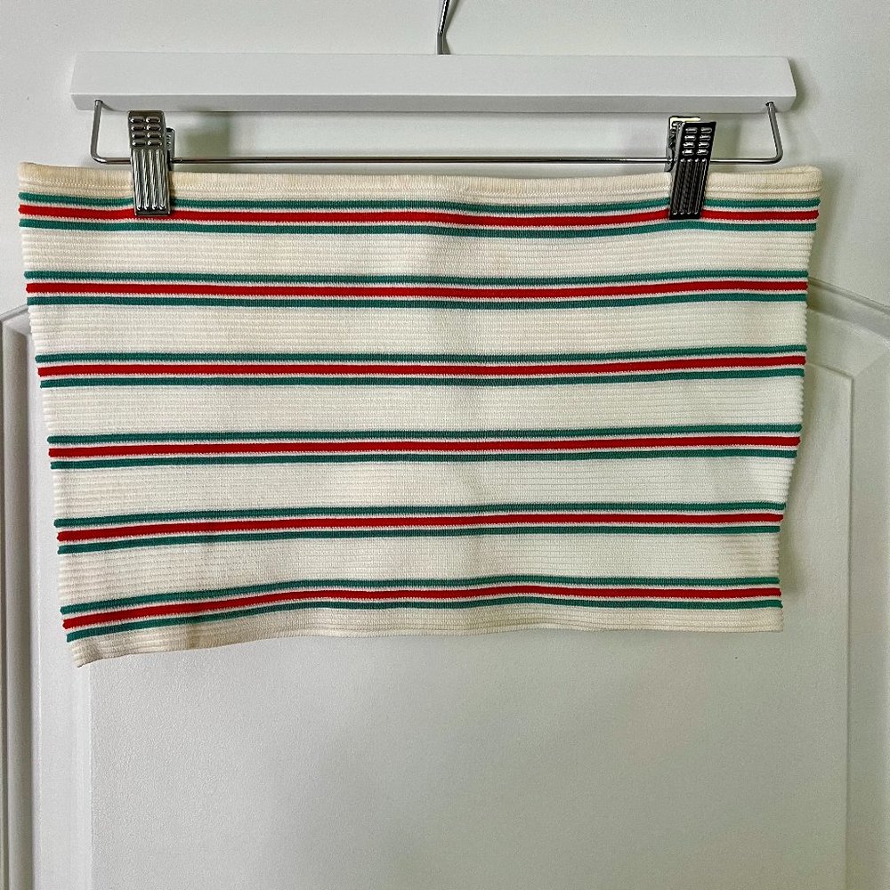 LA Hearts Large Strapless striped crop top